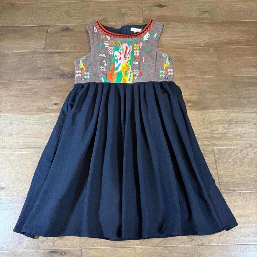 Embroidered Boho Folk Dress Size L Women Geometric Folk Art - Picture 2 of 8